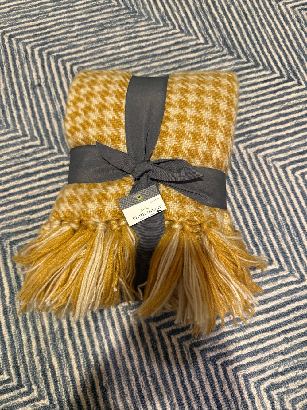 Threshold Yellow houndstooth throw blanket